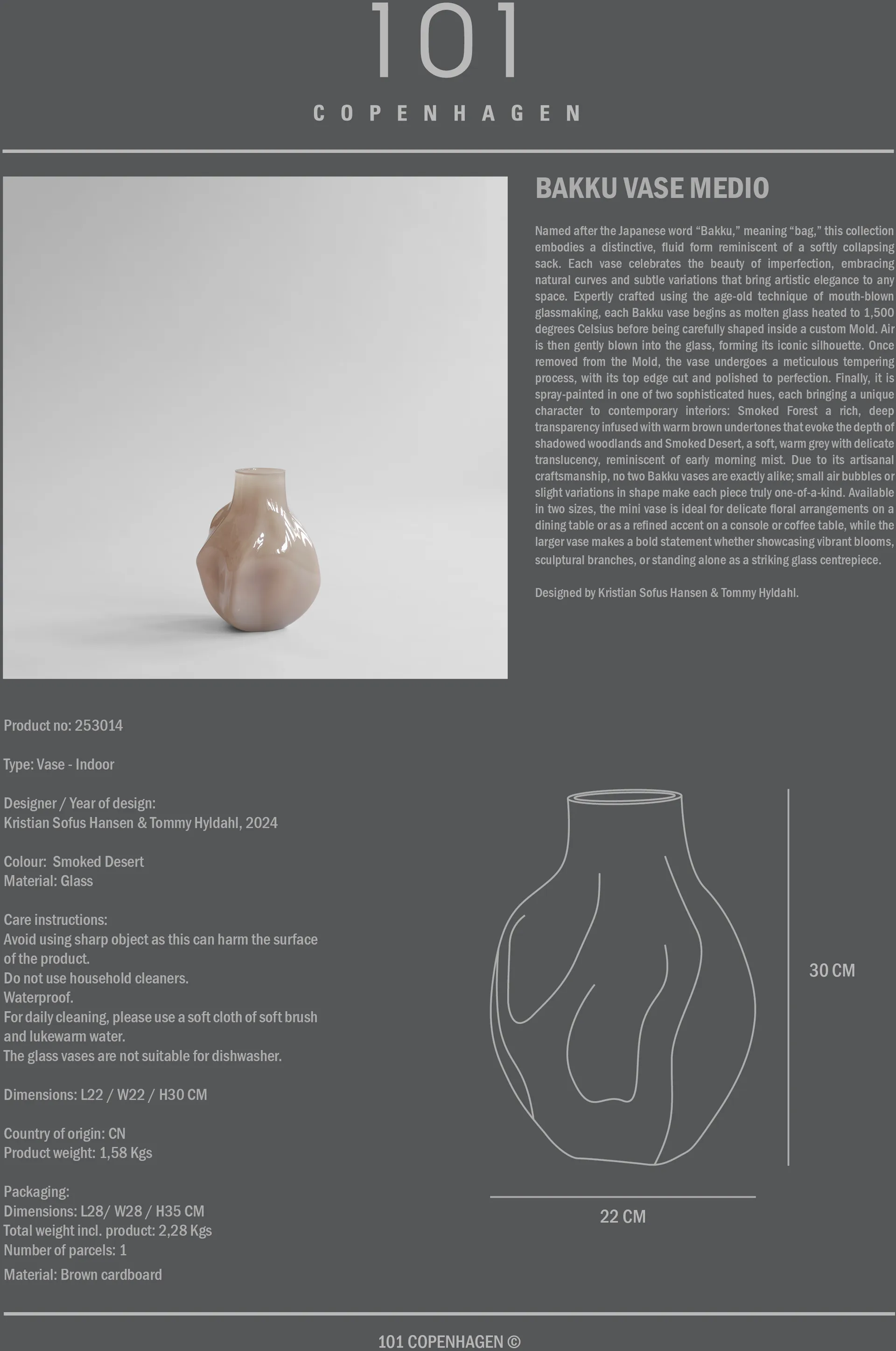 Bakku 中号花瓶, 烟熏沙漠色 101 Copenhagen