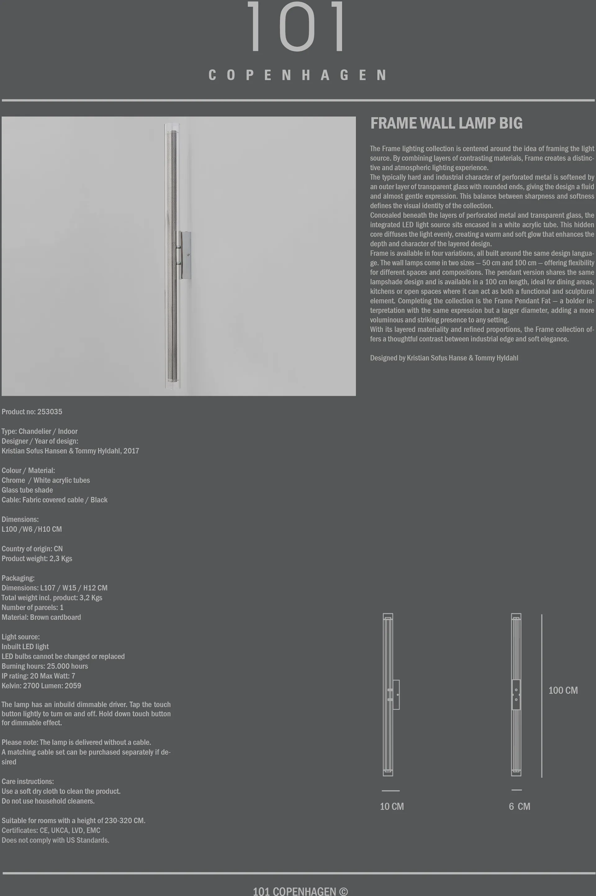 框架 壁灯 big, 镀铬色 101 Copenhagen