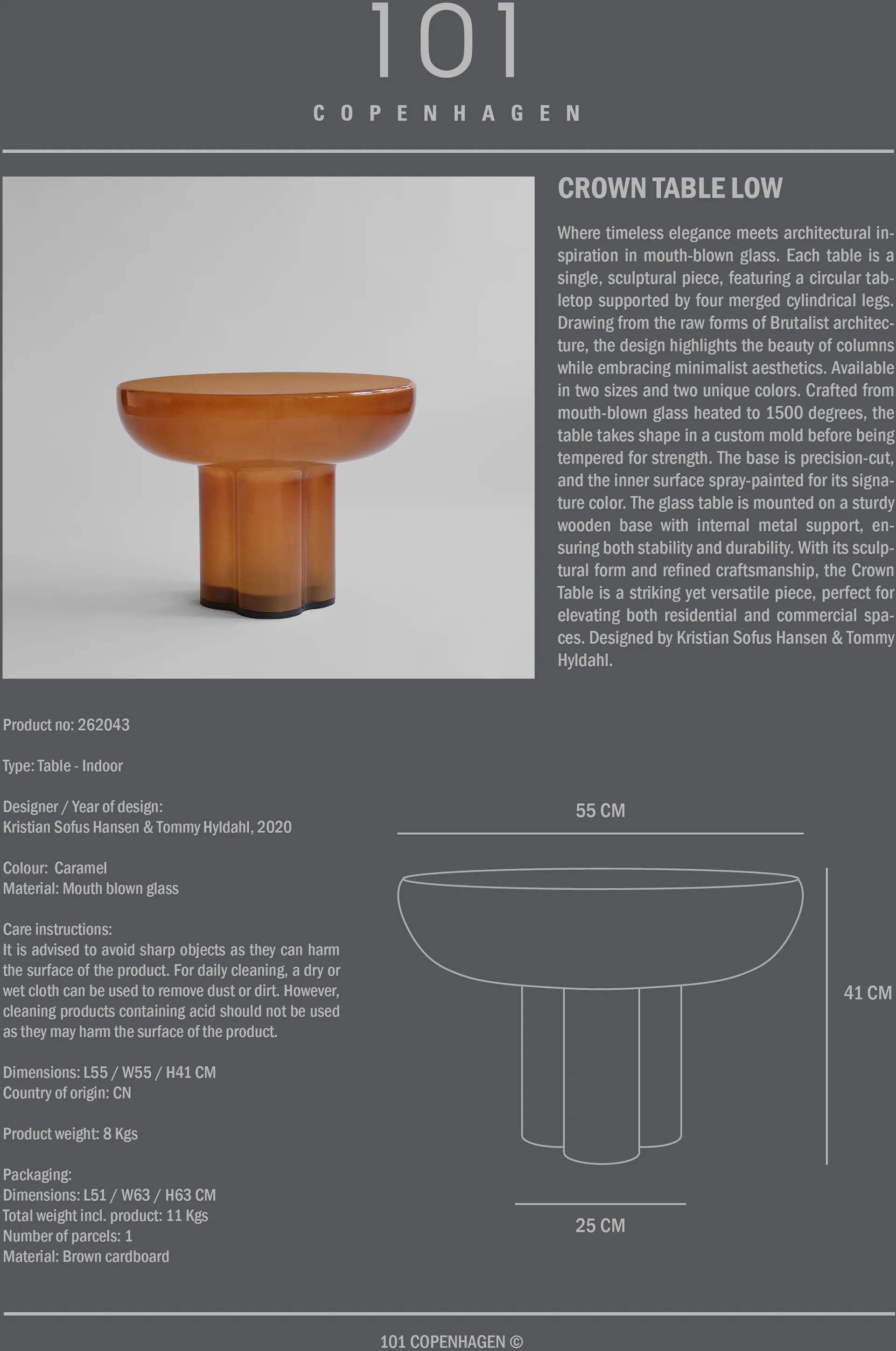 Crown 皇冠 矮脚边桌 Ø65cm, 焦糖色 101 Copenhagen
