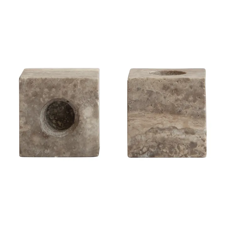 Cube 立方体烛台2件装 - 银石灰华米色 - 101 Copenhagen