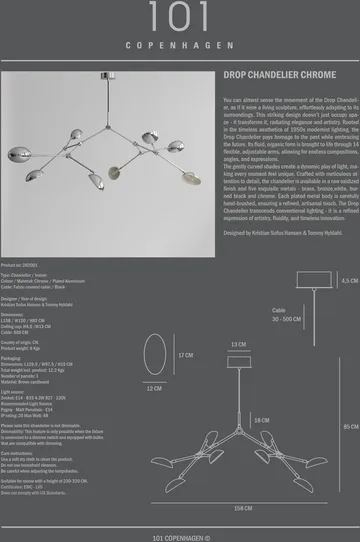 Drop 吊灯吊灯 - 铬色 - 101 Copenhagen