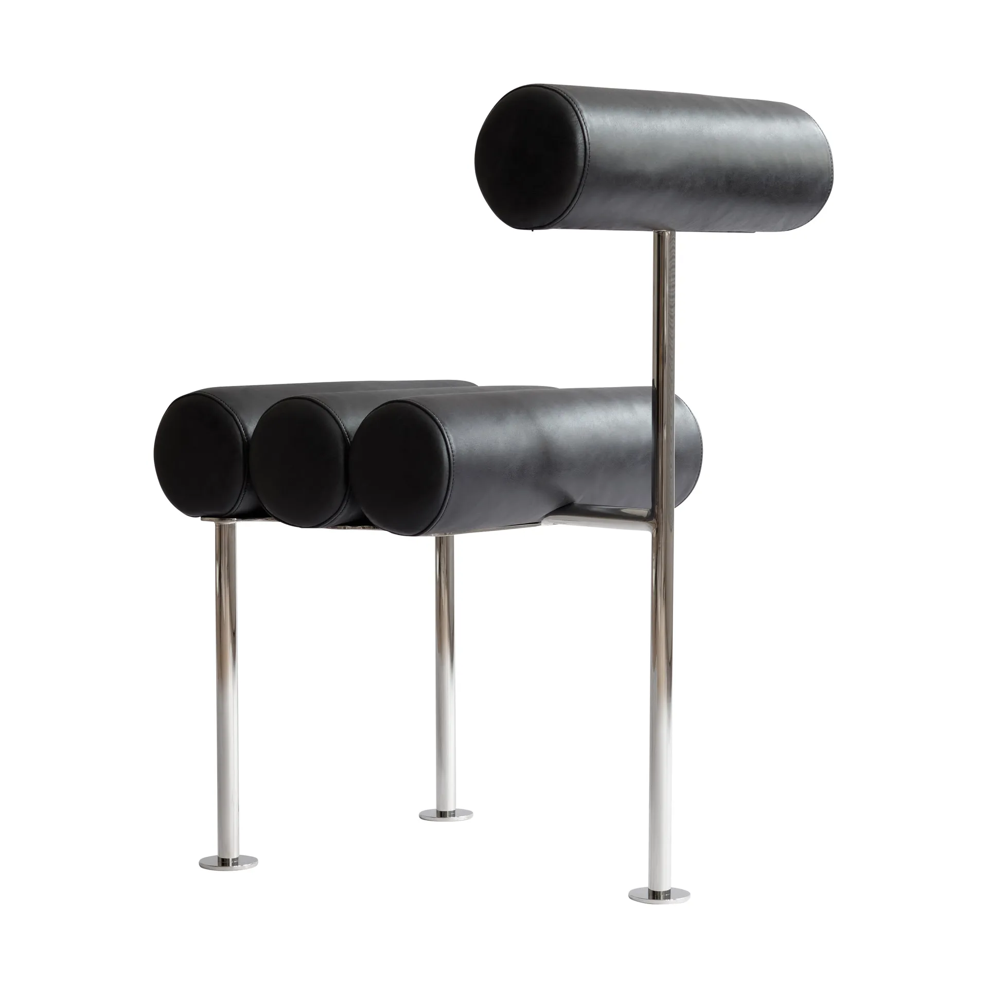 Hiro dining 椅子, 不锈钢-aniline 皮革 黑色 101 Copenhagen