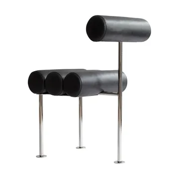 Hiro dining 椅子 - 不锈钢-aniline 皮革 黑色 - 101 Copenhagen