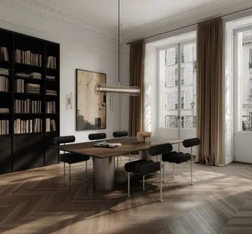 Hiro dining 椅子 - 不锈钢-aniline 皮革 黑色 - 101 Copenhagen