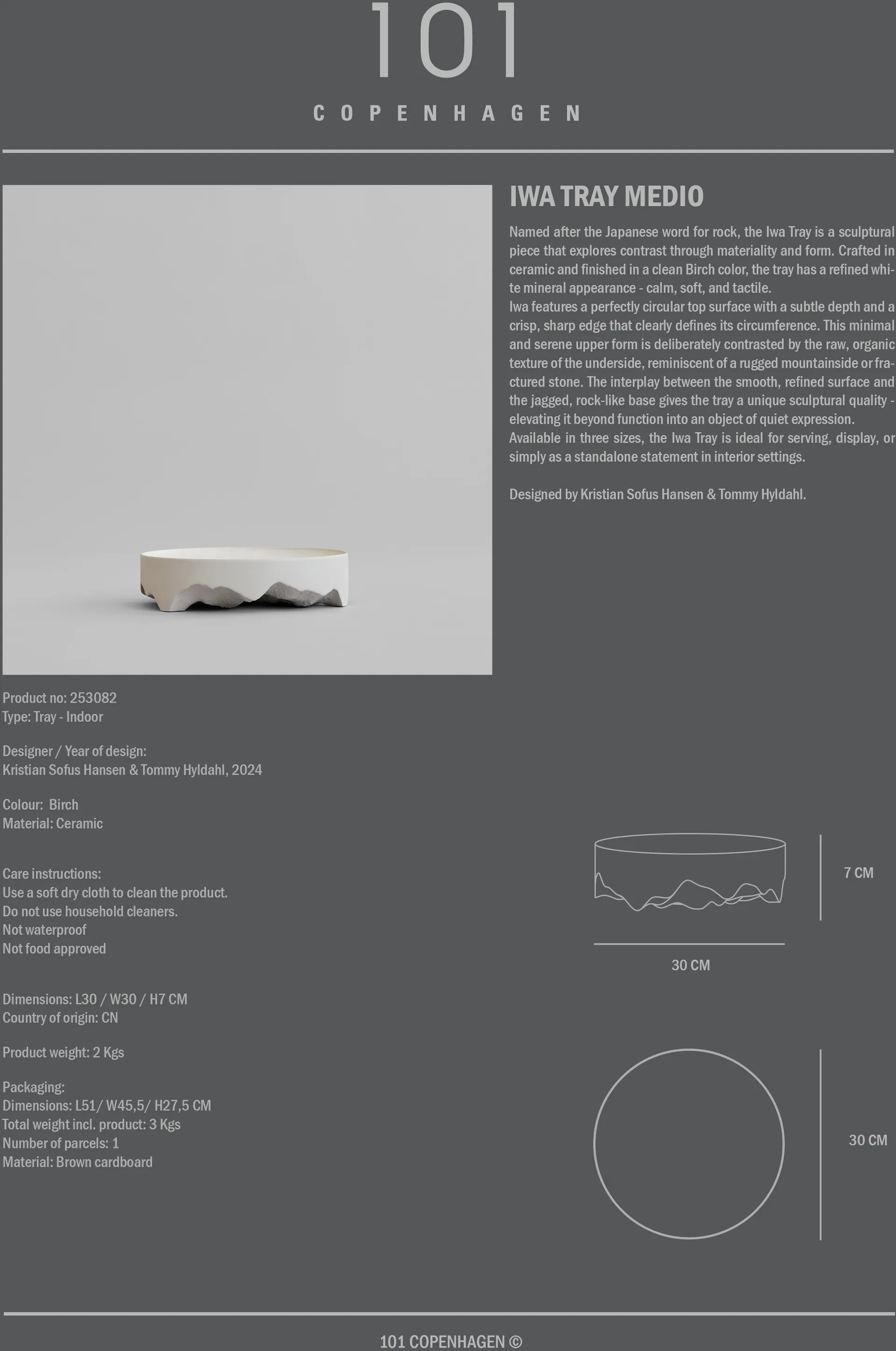 Iwa decorative 托盘, Birch, Ø30 101 Copenhagen