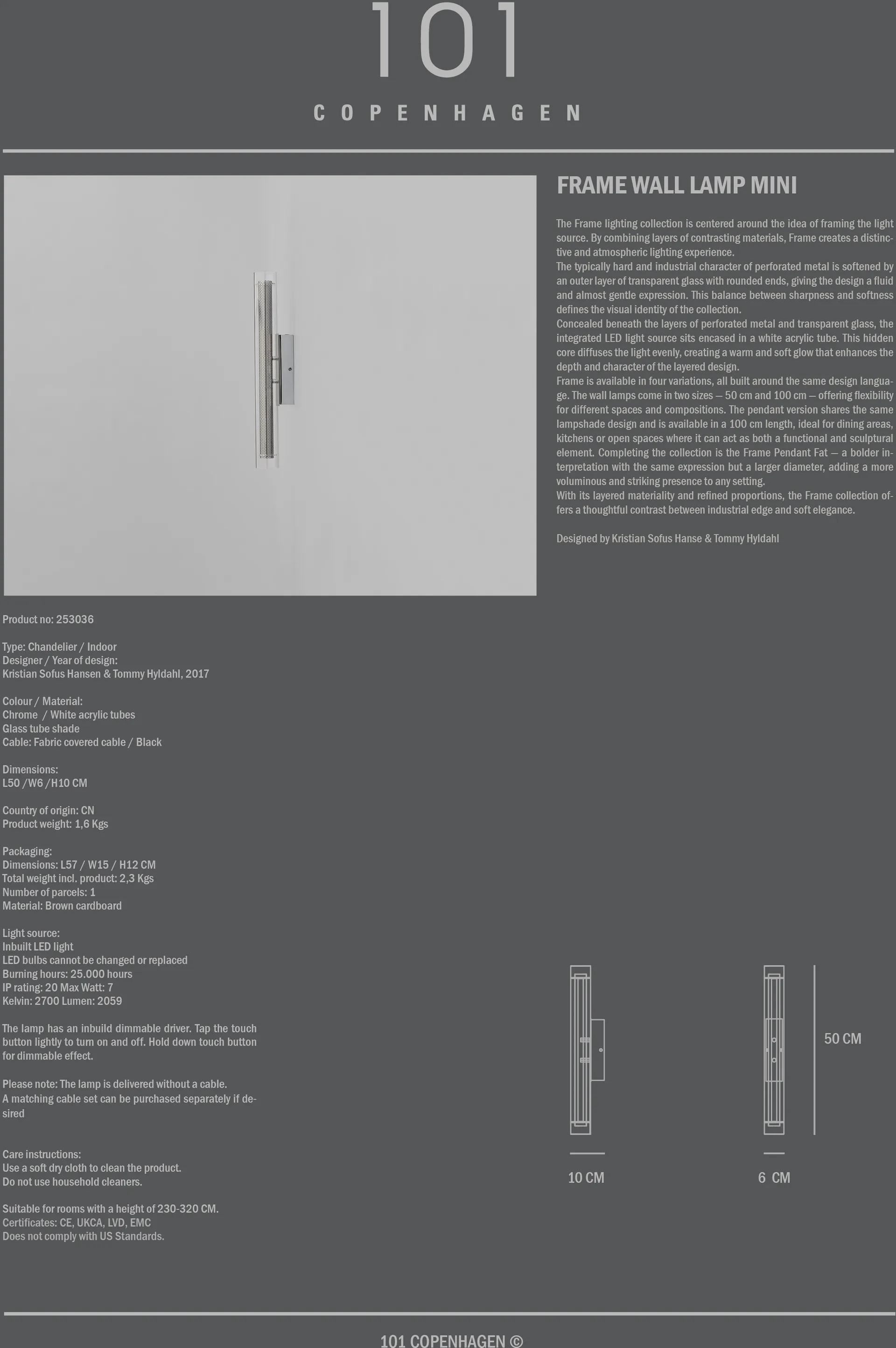 框架 壁灯 mini, 镀铬色 101 Copenhagen