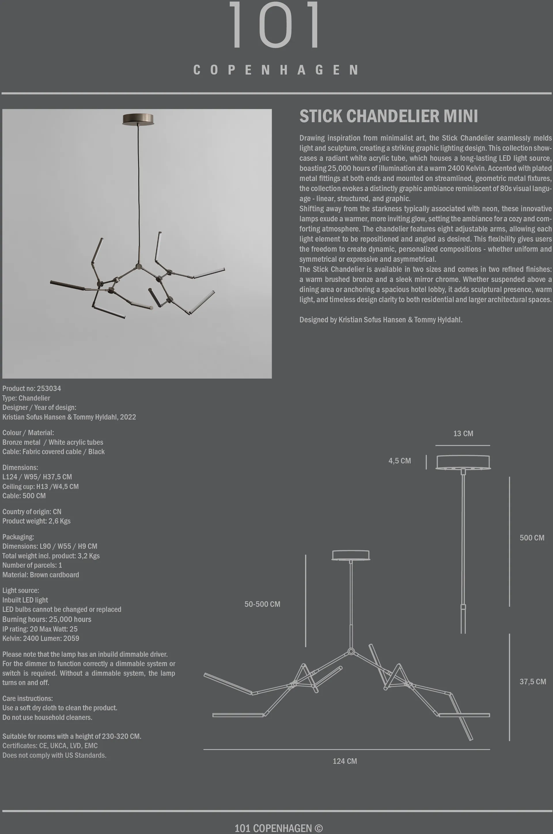 Stick 枝形吊灯 ceiling crown mini, Bronze 101 Copenhagen