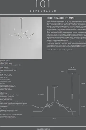 Stick 枝形吊灯 ceiling crown mini - 镀铬色 - 101 Copenhagen