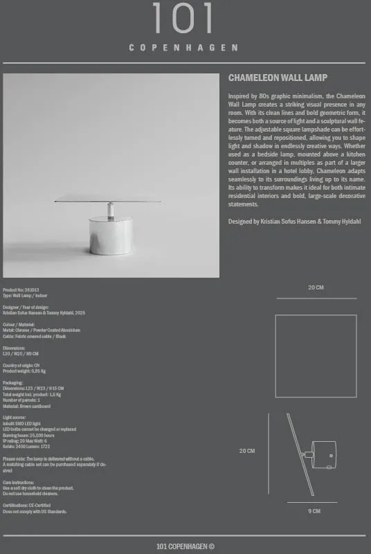 变色龙壁灯, 铬色 101 Copenhagen