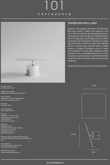 变色龙壁灯 - 铬色 - 101 Copenhagen