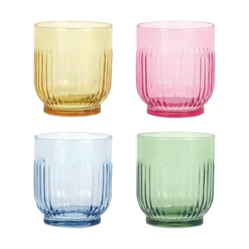 Aida 玻璃杯330ml 4件 - 琥珀色_红色_浅蓝色_绿色 - Aida