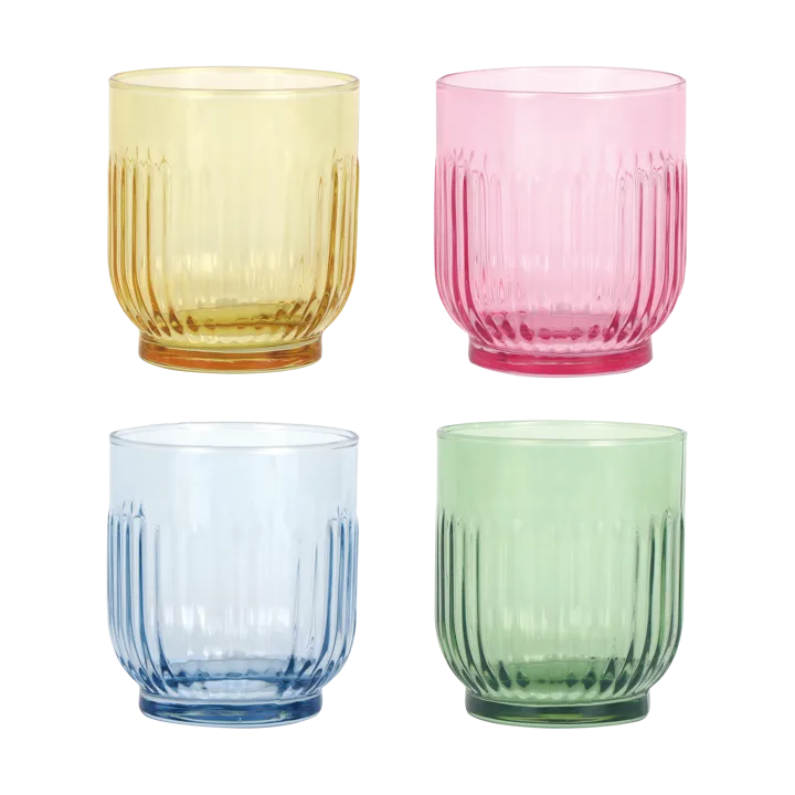 Aida 玻璃杯330ml 4件 - 琥珀色_红色_浅蓝色_绿色 - Aida