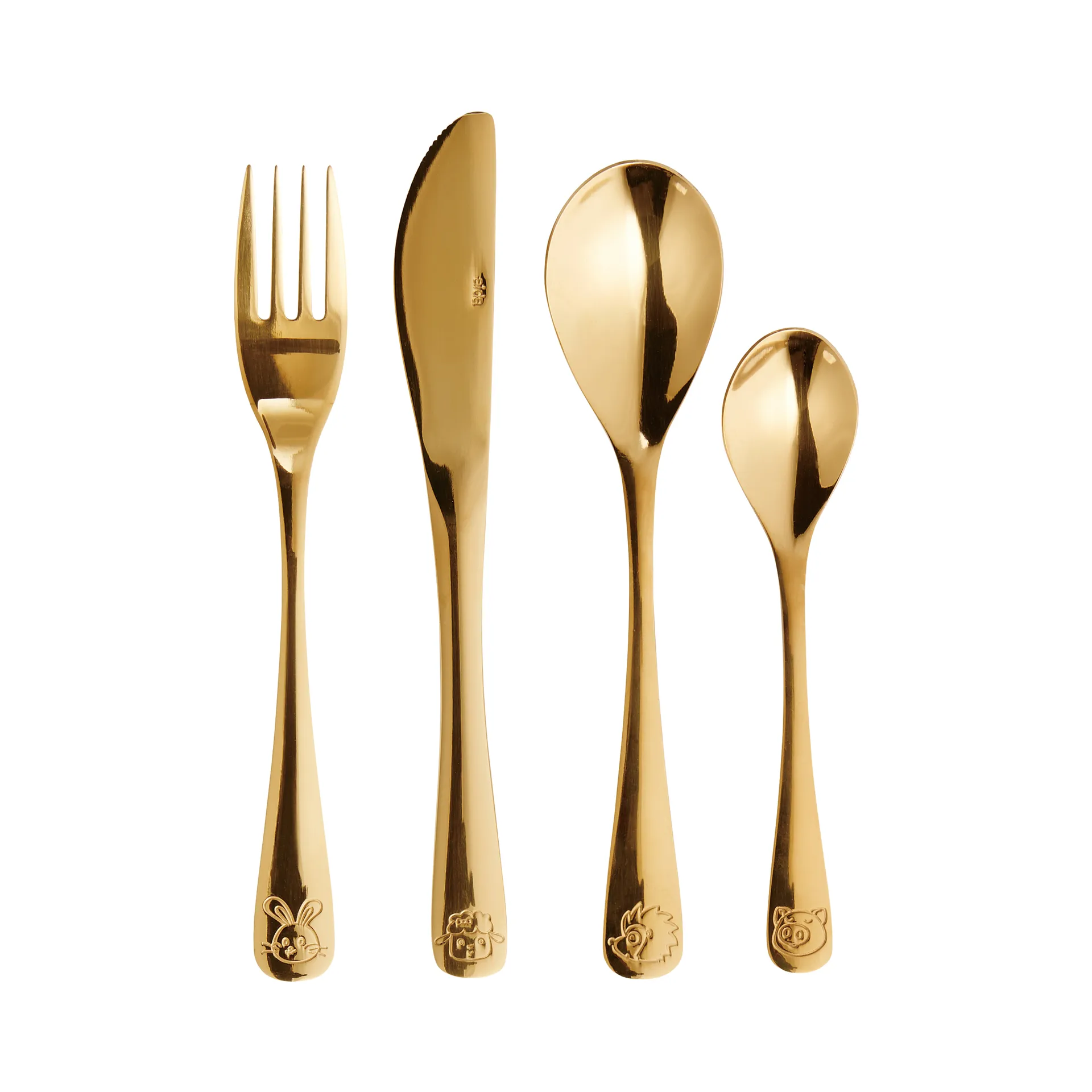 Aida children's 餐具 cutlery 4 pieces, Gold Aida
