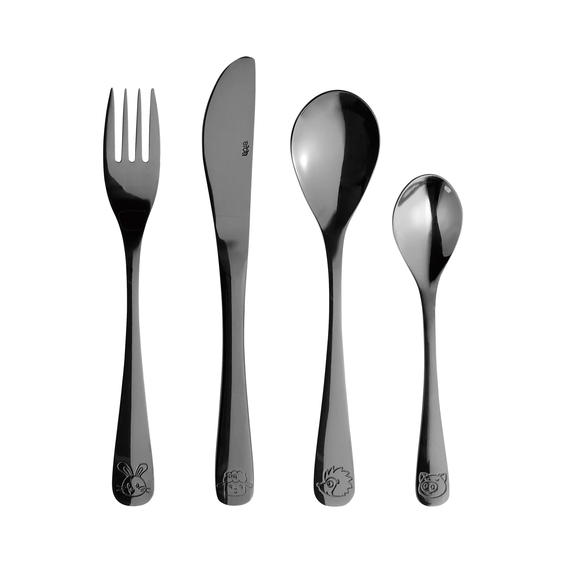 Aida children's 餐具 cutlery 4 pieces, 黑色 Aida
