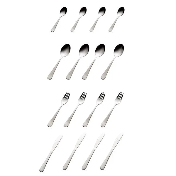 Atelier 餐具套装北欧简约风格家居用品 - 16件装不锈钢 - Aida