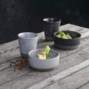 Raw 双层马克杯 250ml - 黑色带圆点 - Aida