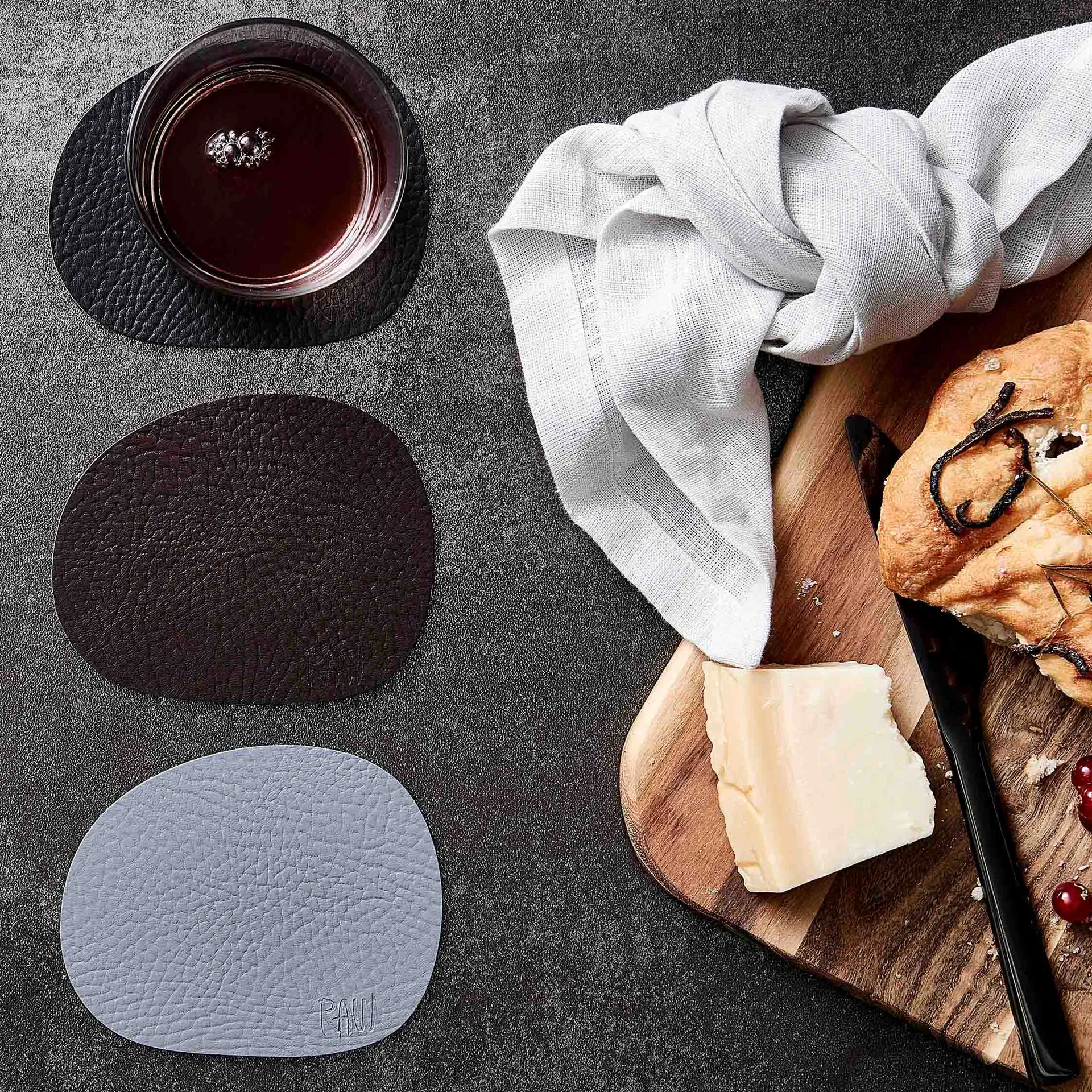 Raw coaster leather 六件套装, 灰色 buffalo (灰色) Aida