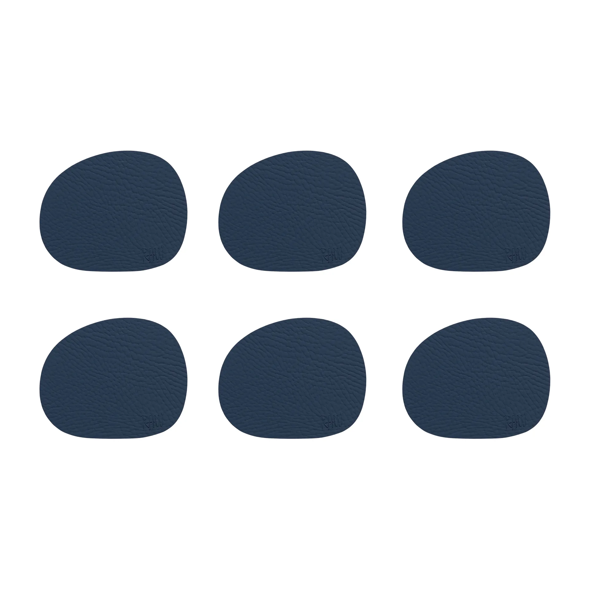 Raw coaster leather 六件套装, Dark 蓝色 Aida