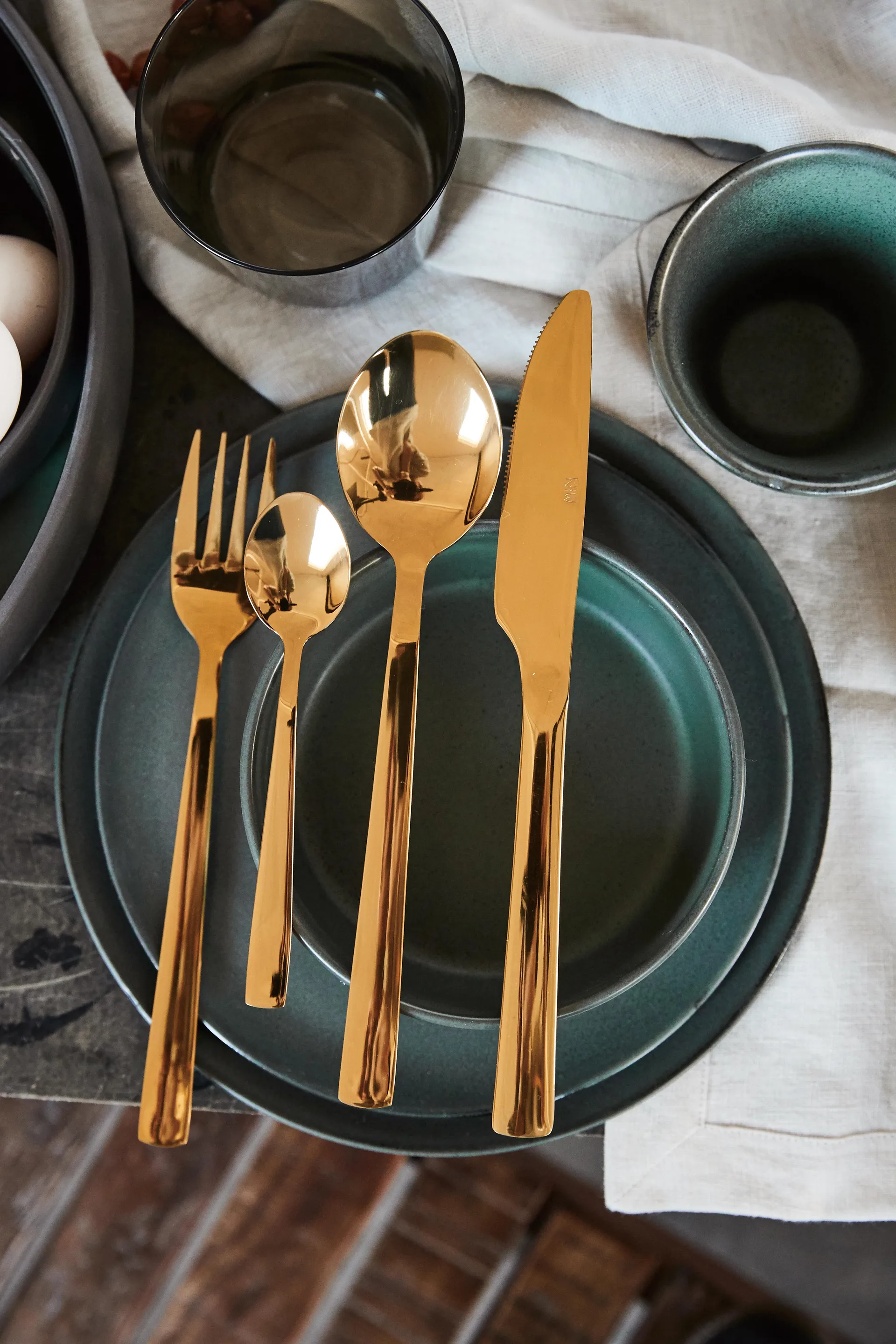 Raw 餐具 cutlery 24 pieces, Gold Aida