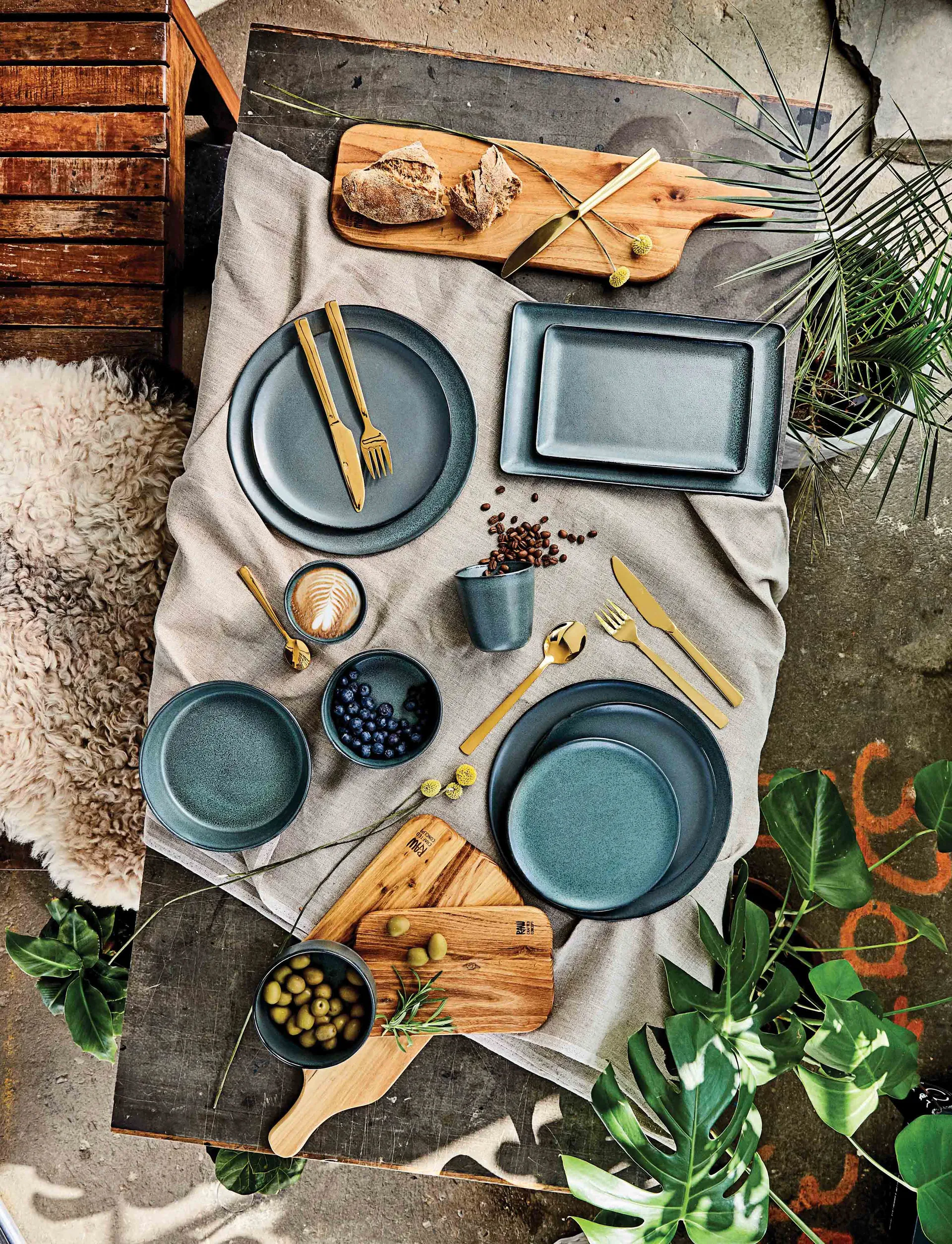 Raw 餐具 cutlery 60 pieces, Gold Aida