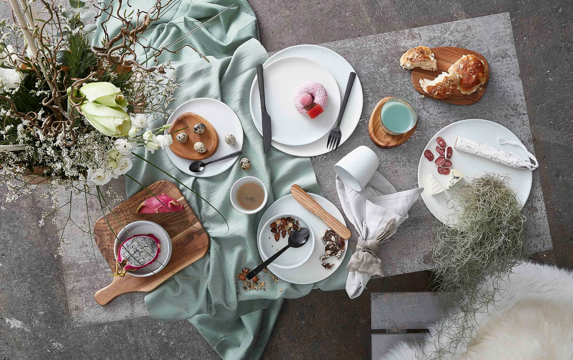 Raw 餐具 cutlery 60 pieces, 黑色 Aida