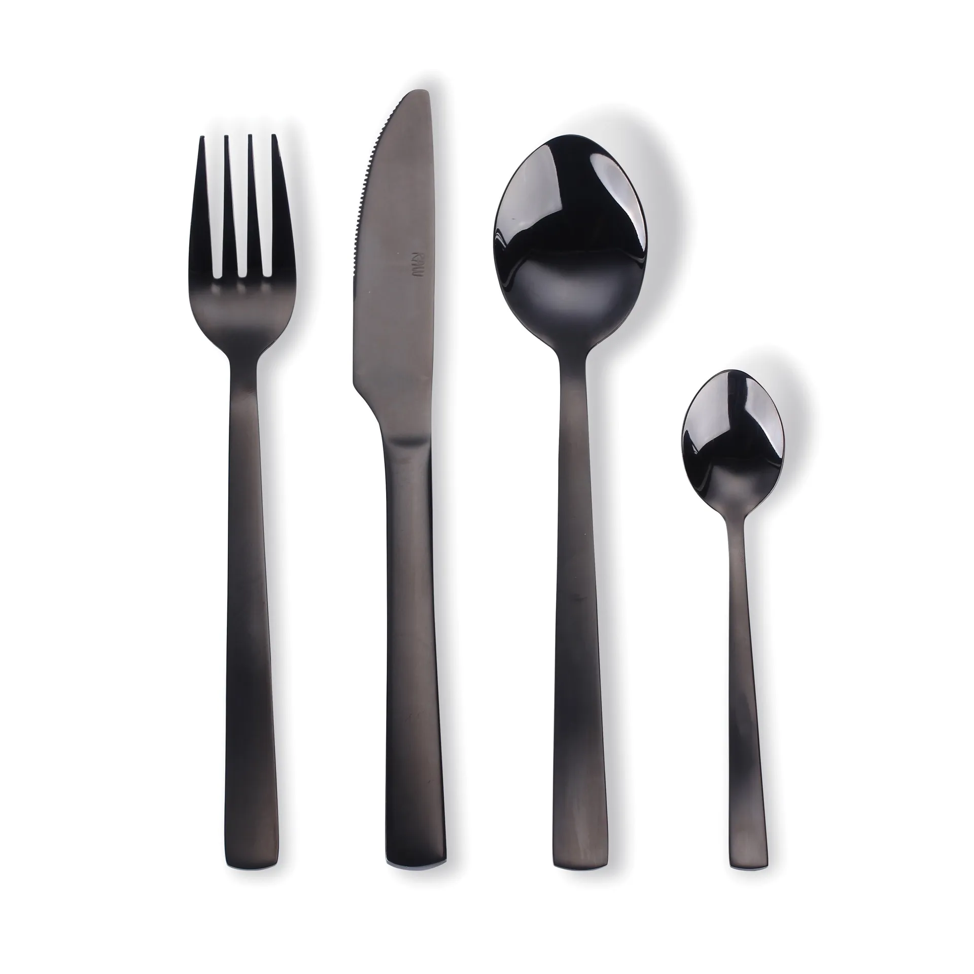 Raw 餐具 cutlery set 16 pcs, 黑色 Aida