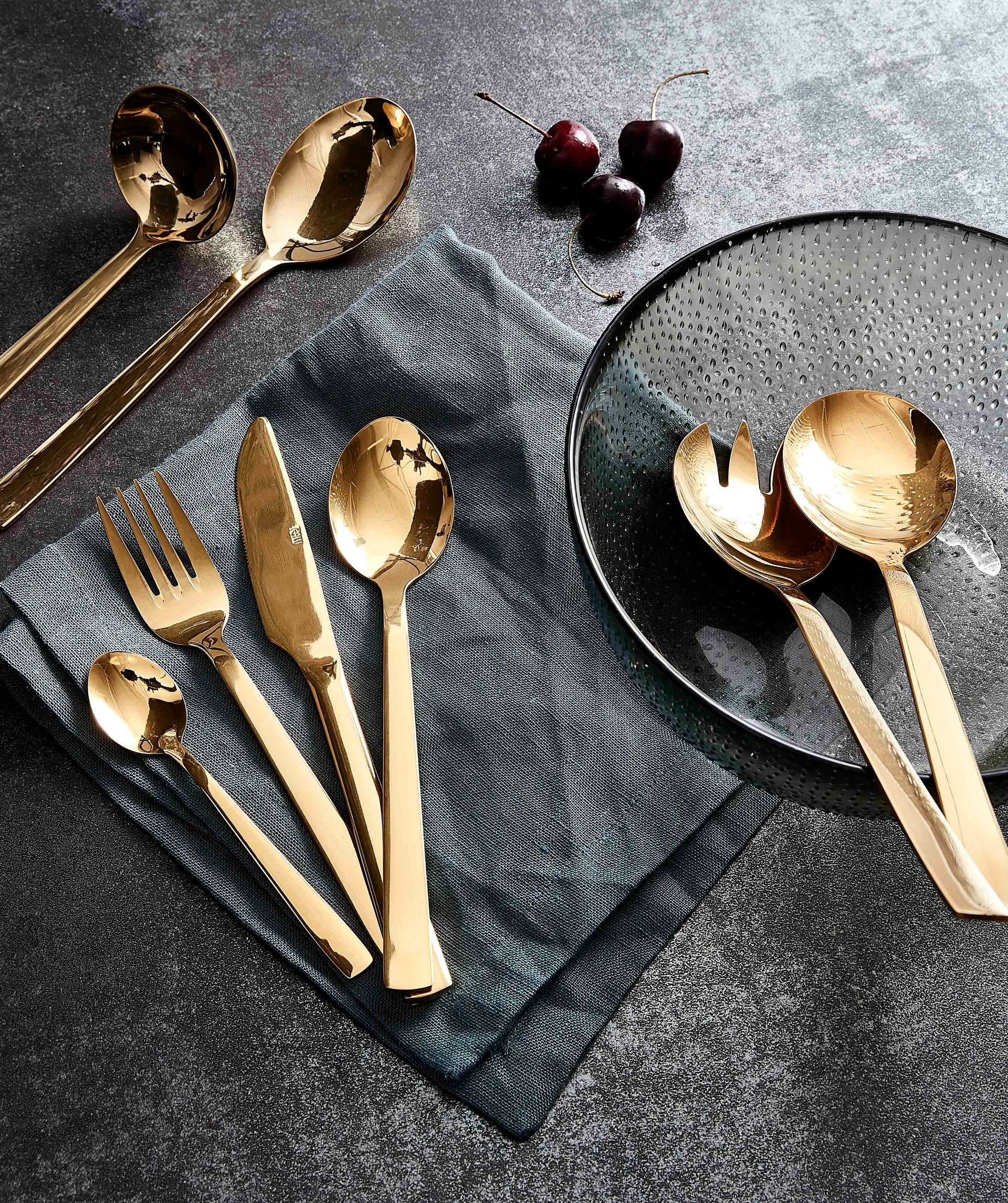 Raw 餐具 cutlery set 48 pieces, Gold Aida