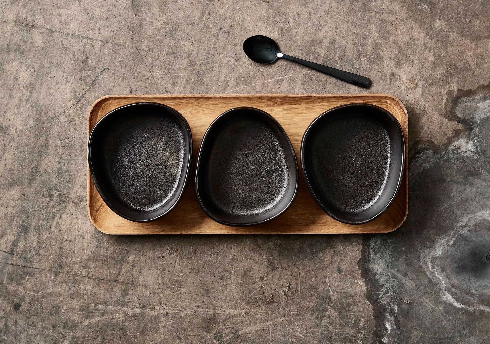 Raw dessert 勺子 四件套装, 黑色 Aida