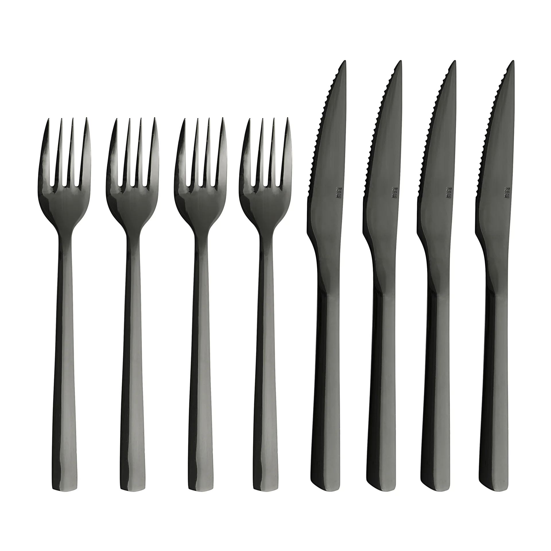 Raw grill 餐具 cutlery 8 pieces, 黑色 Aida