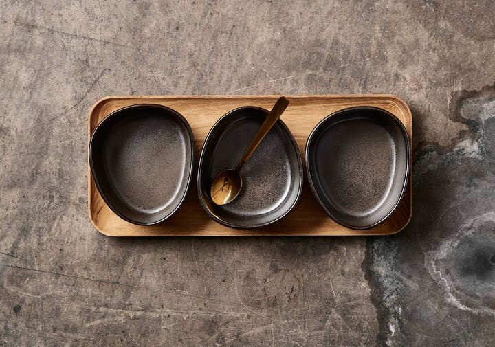 Raw Organic 碗 set with wooden 托盘, Metallic 棕色 Aida