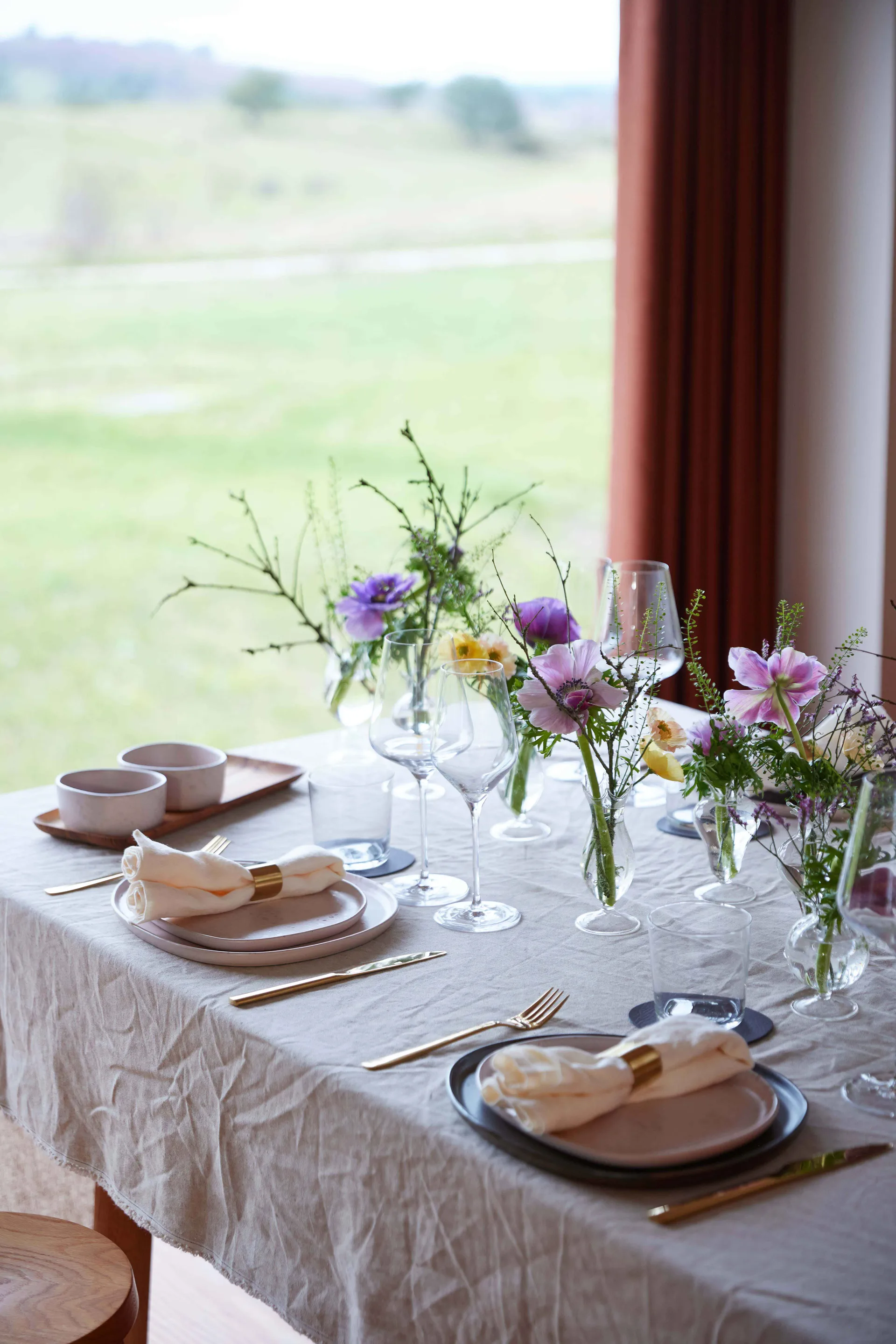 Raw Organic 碗 set with wooden 托盘, Nordic Nude Aida