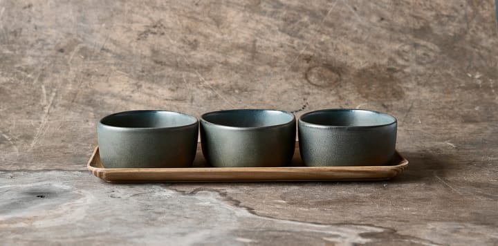 Raw Organic 碗 set with wooden 托盘, Northern 绿色 Aida