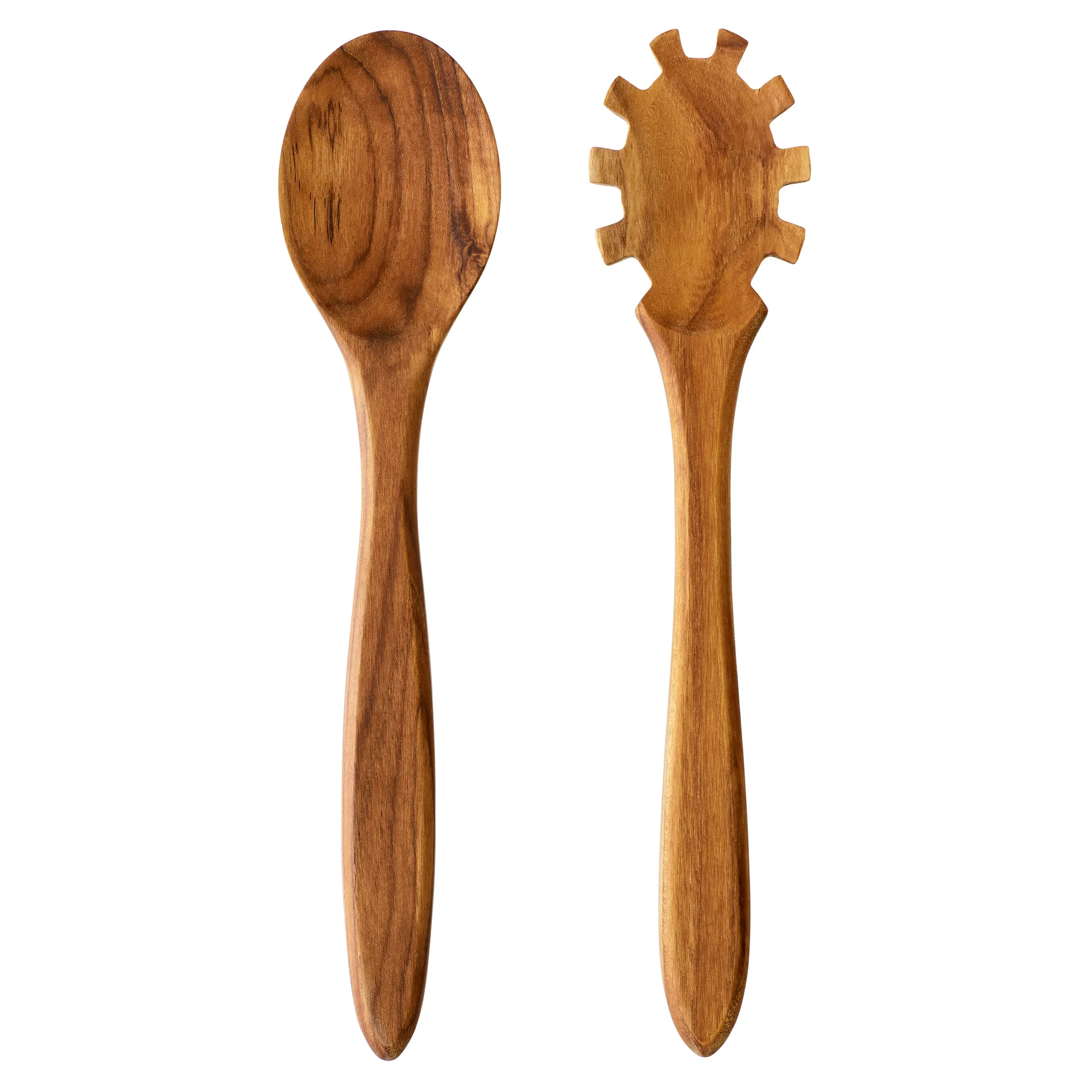 Raw salad 餐具 cutlery 2 pieces teak, 棕色 Aida