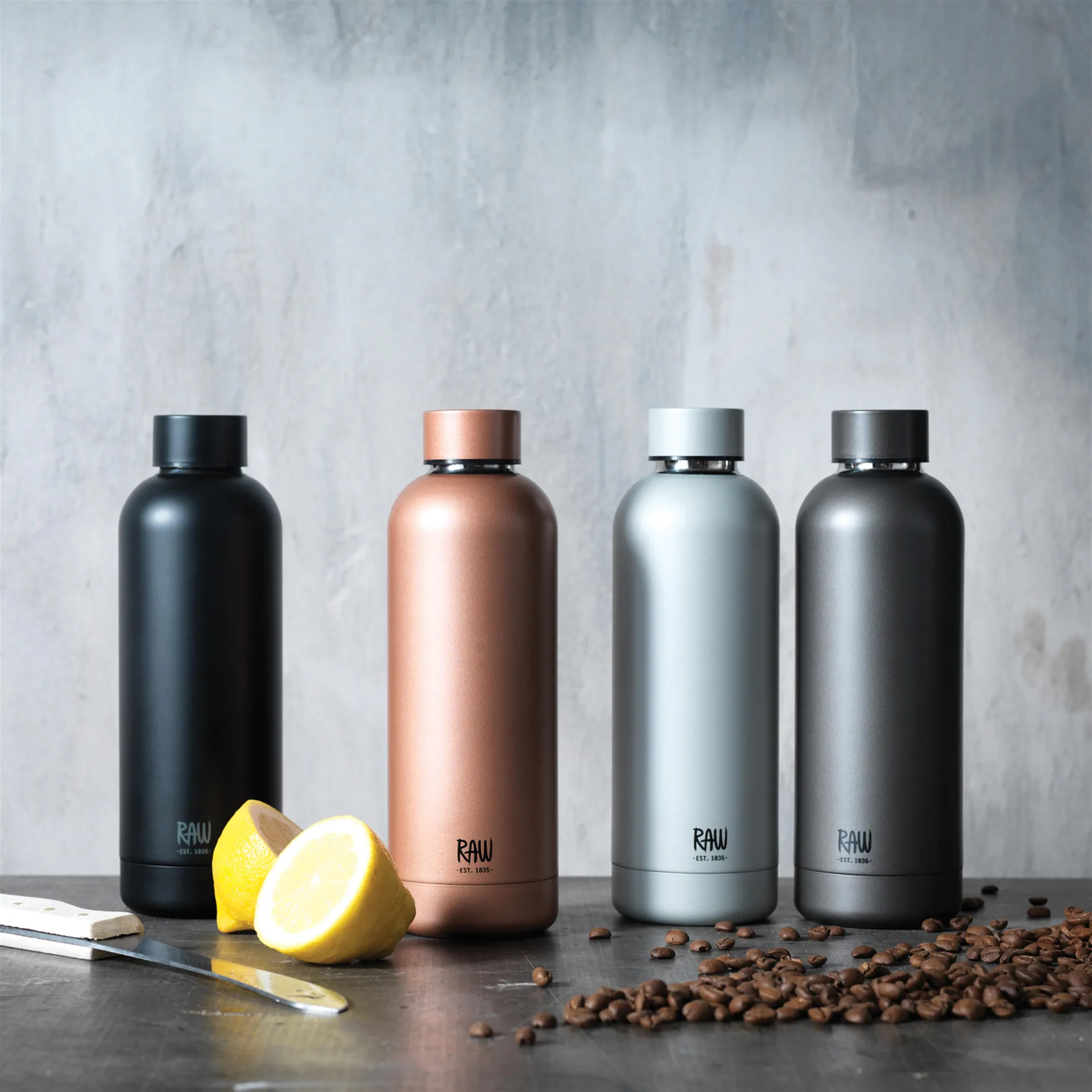 Raw thermos bottle 0.5 l, matte 黑色 Aida