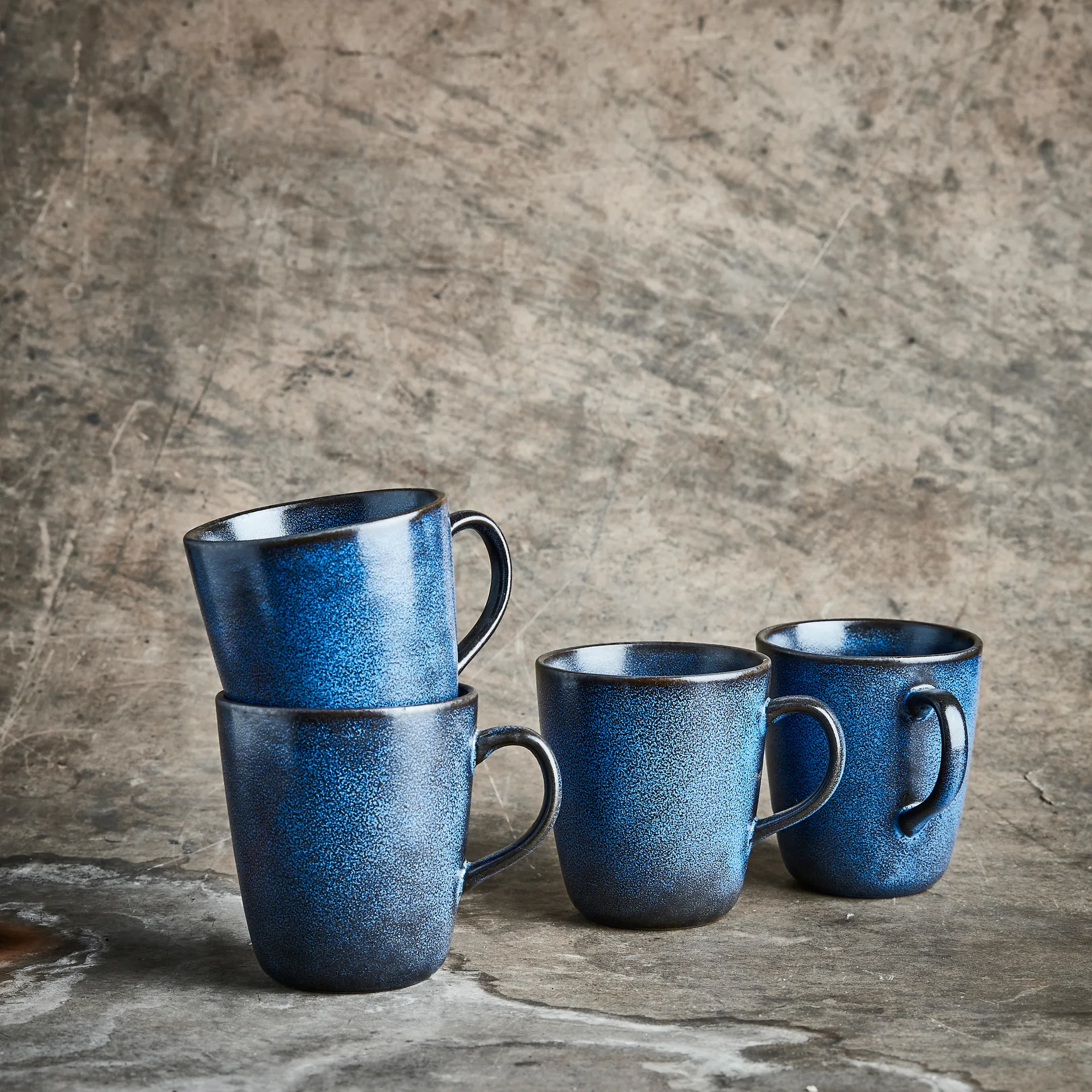Raw 马克杯 with handle 35 cl 四件套装, midnight 蓝色 Aida