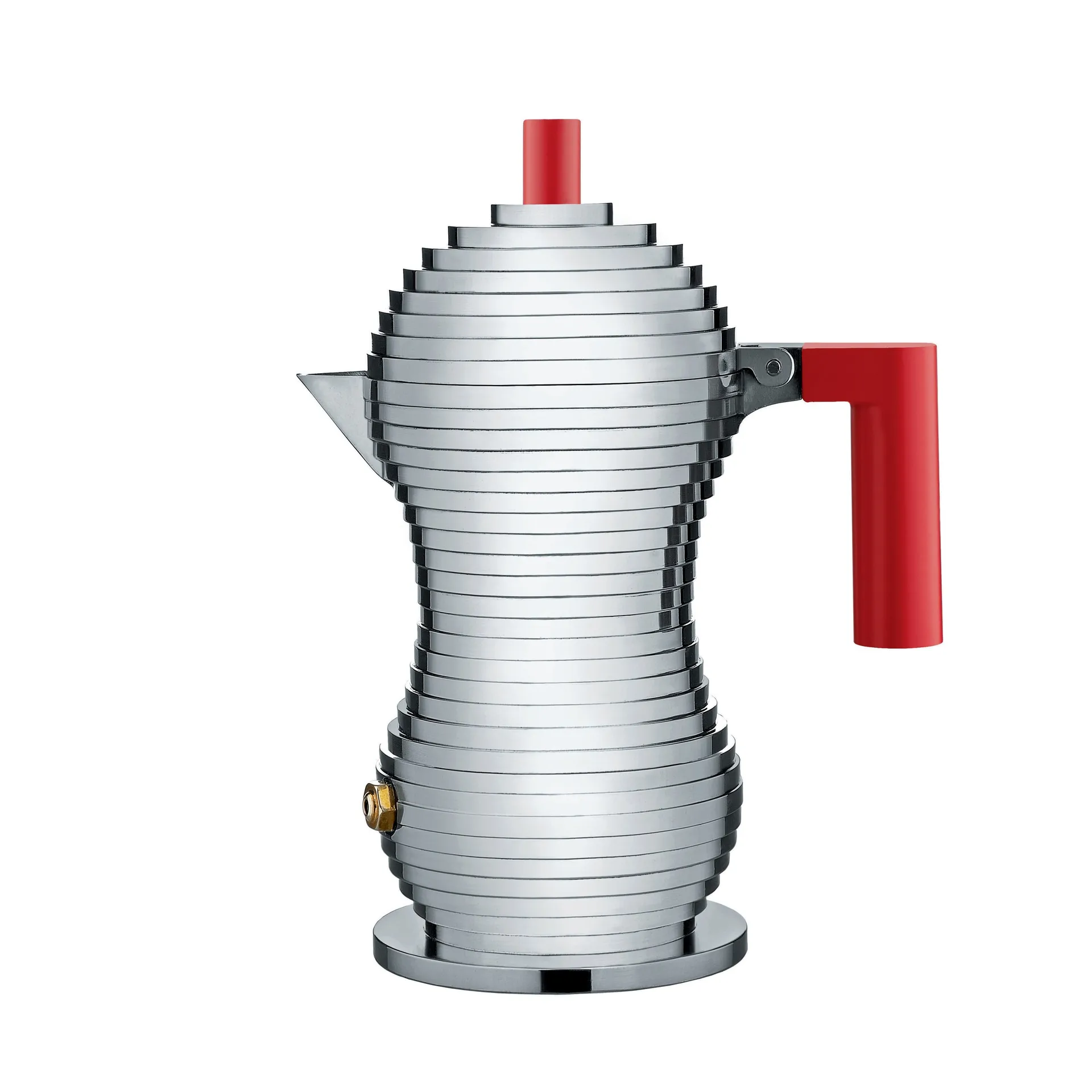 Pulcina  浓缩咖啡机/煮咖啡壶 3杯份量, 红色手柄 Alessi