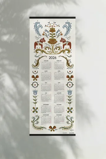 Dala horse calendar 2026 - 35x90cm - Almedahls