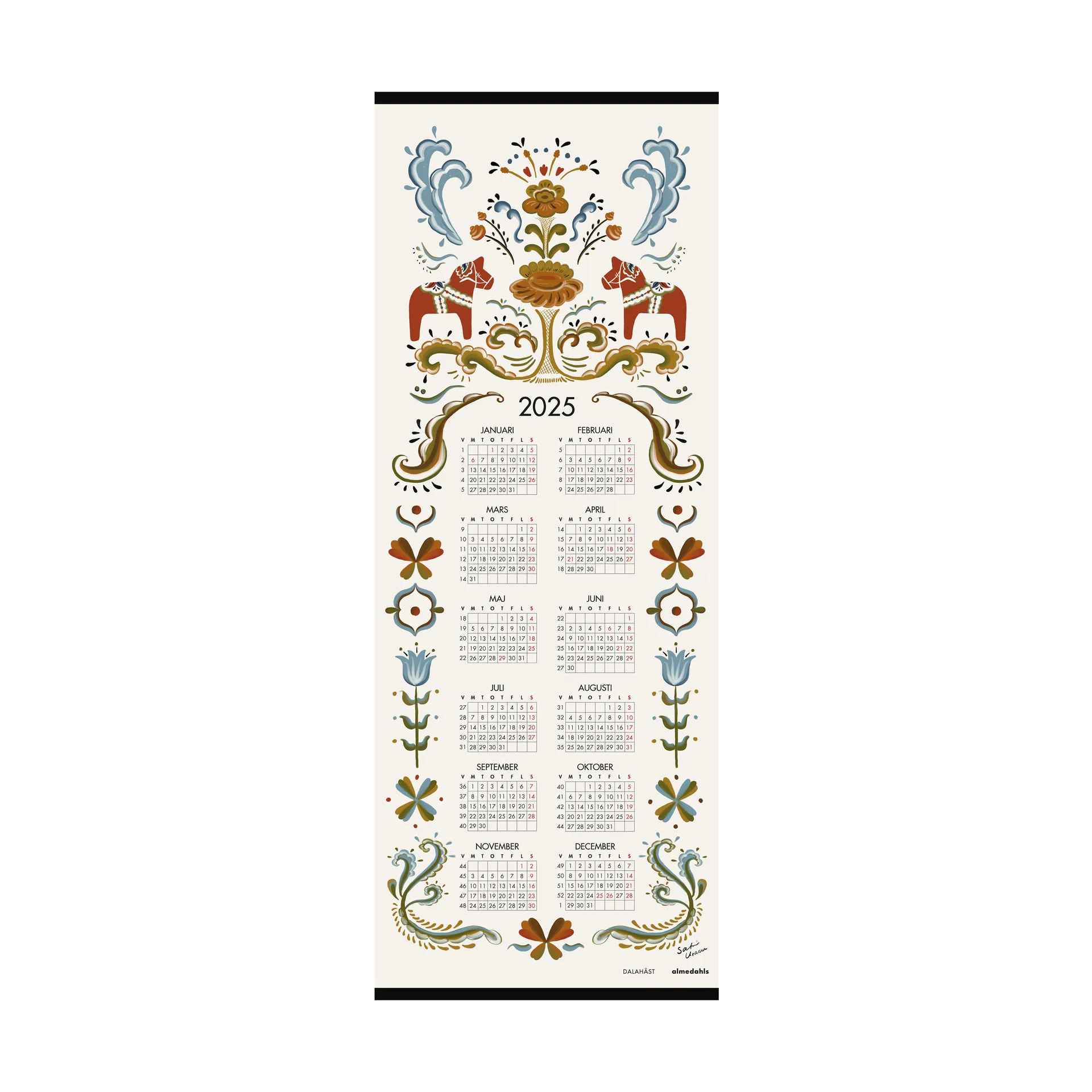 Dalahorse Calendar 2025, 35x90 cm Almedahls
