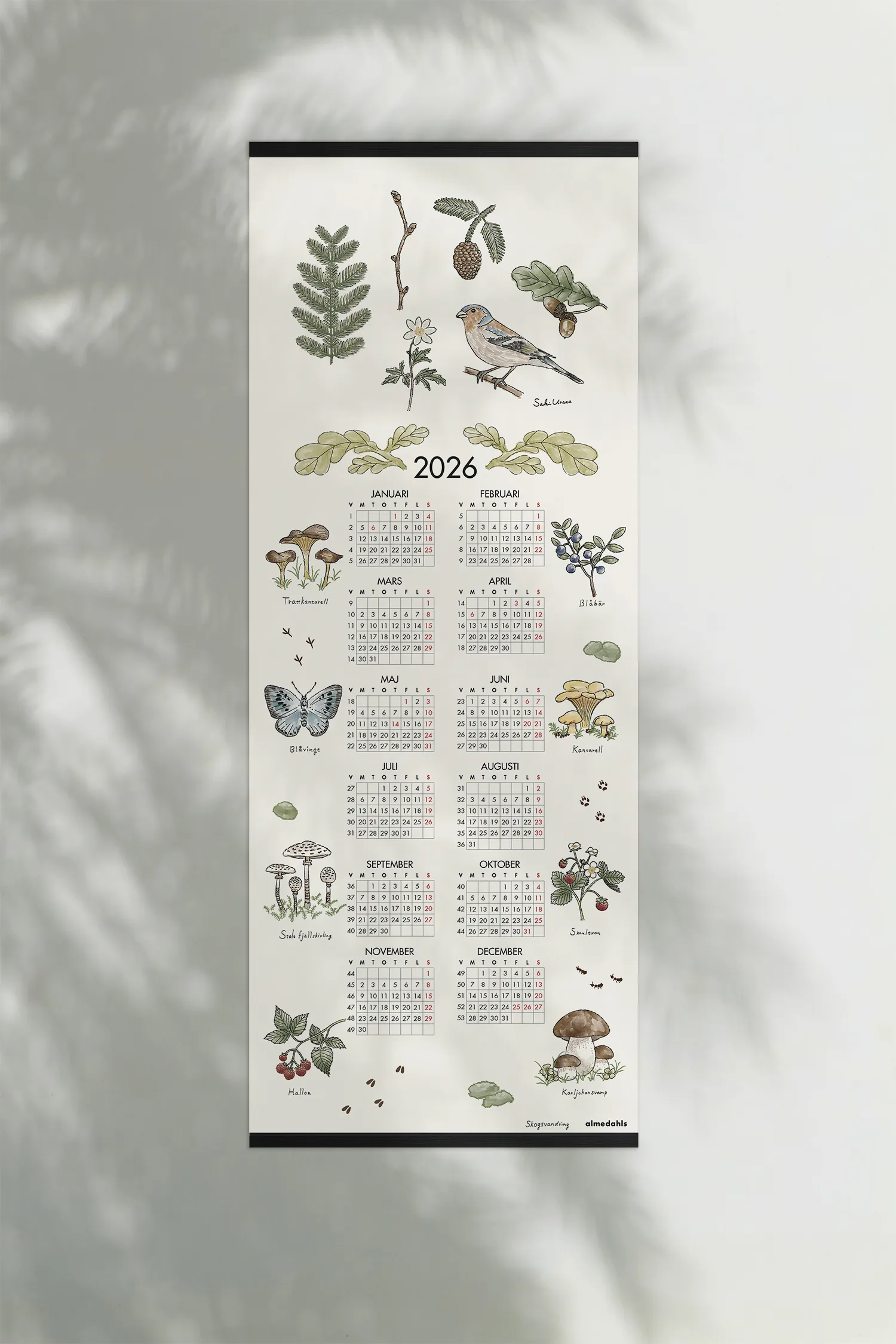Forest Walk calendar 2026, 35x90 cm Almedahls