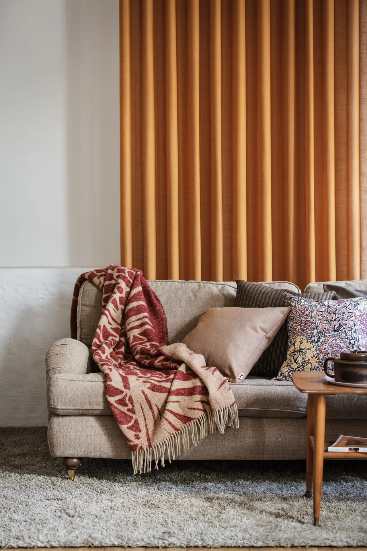 Kotteri 毯子 130x170 cm, Wine red-beige Almedahls