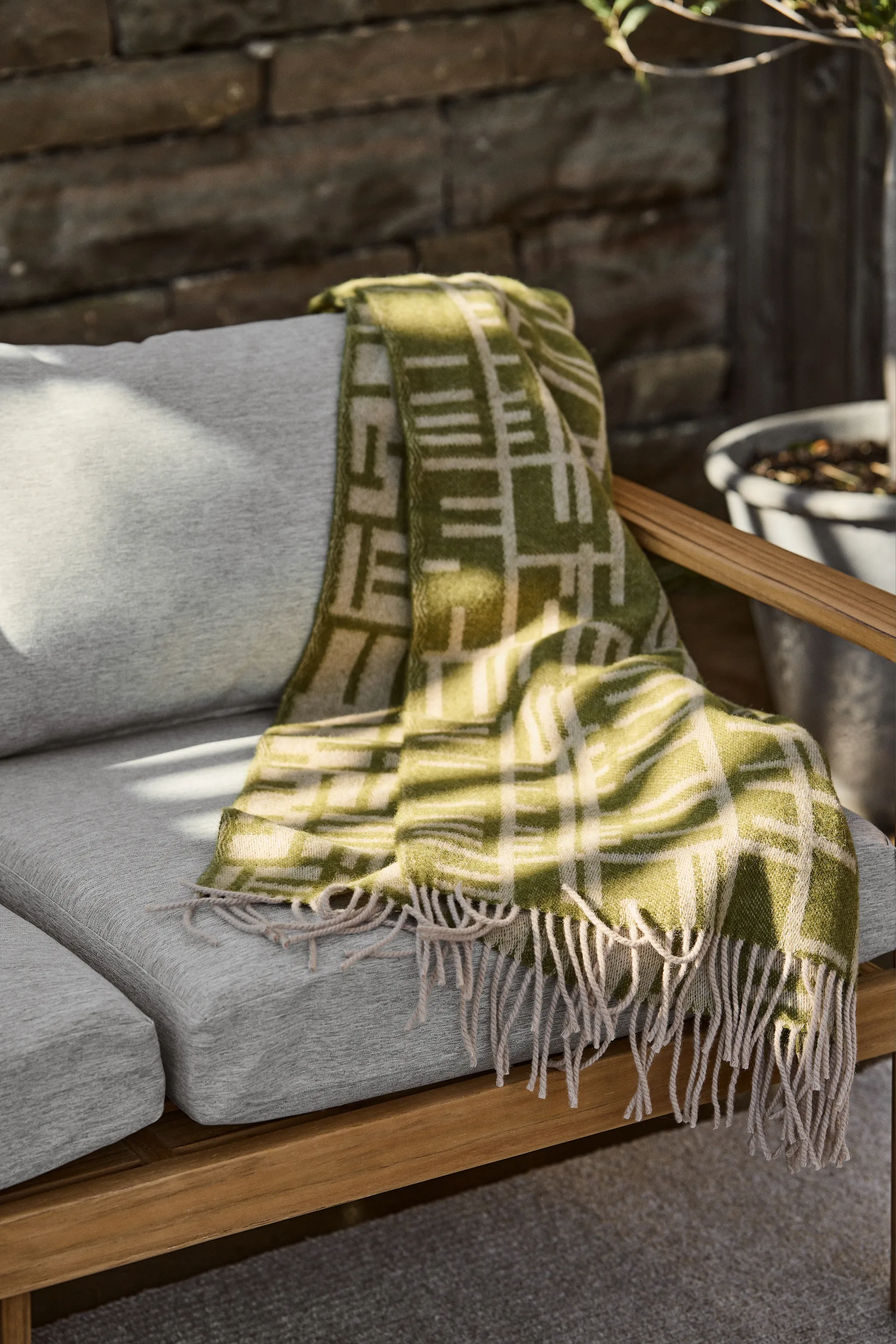 Pickepin 毯子 130x170 cm, Moss green-beige Almedahls