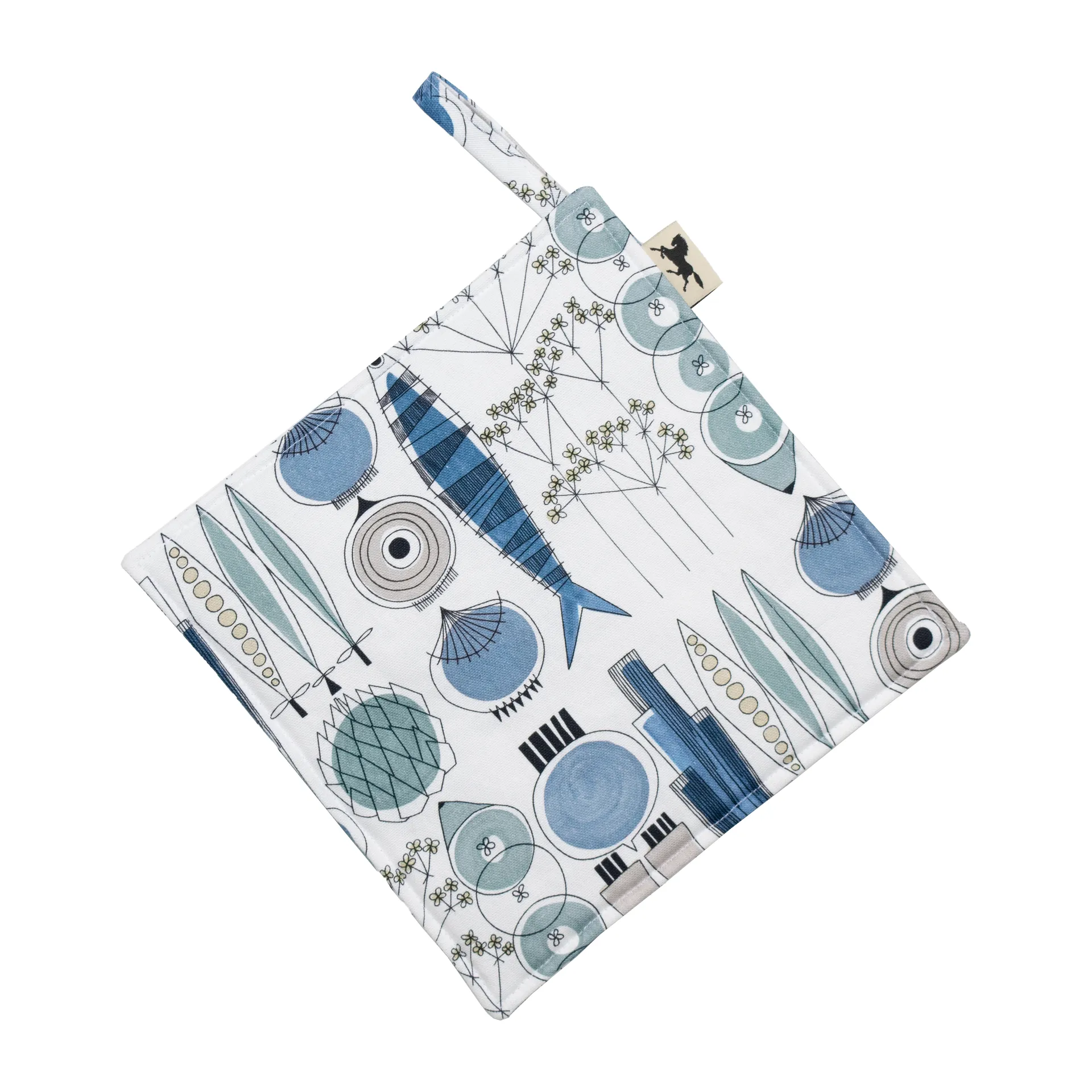 Picknick 隔热手套 23x23cm 小图案, 蓝色_米色 Almedahls
