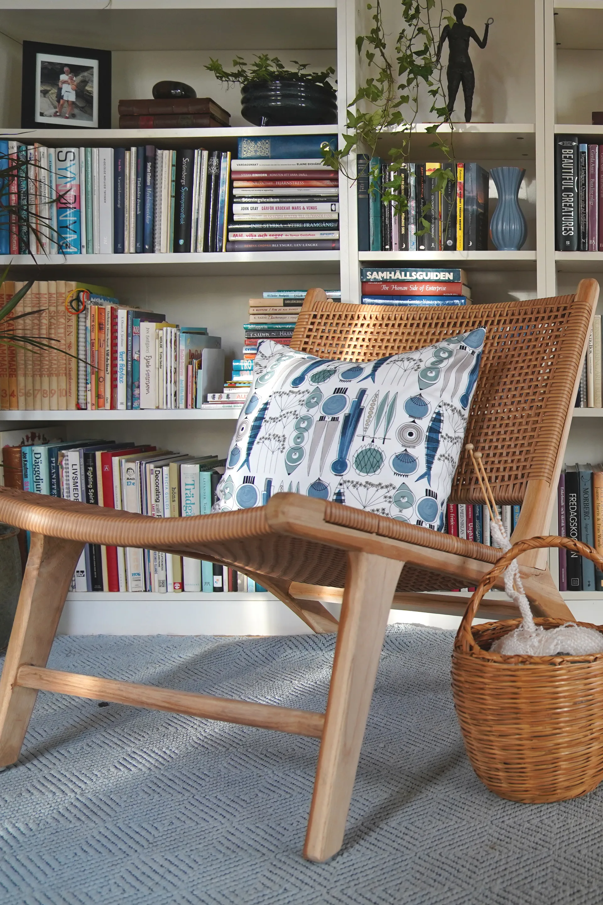 Picknick 枕头套 47x47 cm, 蓝色-米色 Almedahls