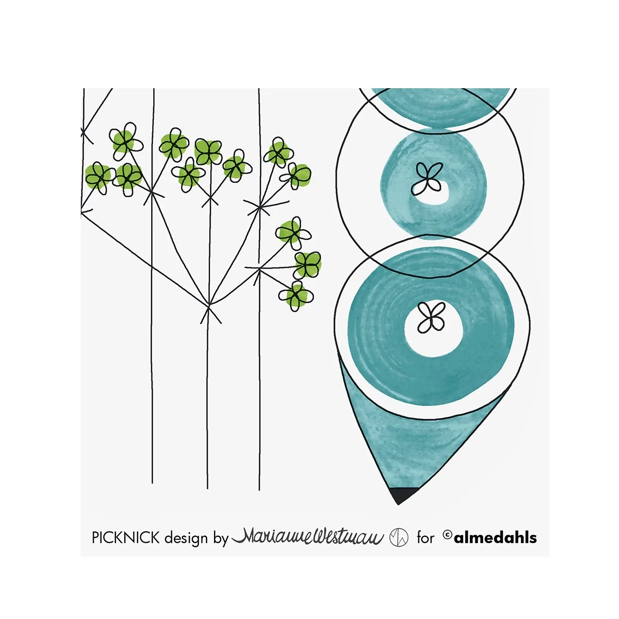 Picknick paper napkins 20-pack, 蓝色-白色 Almedahls