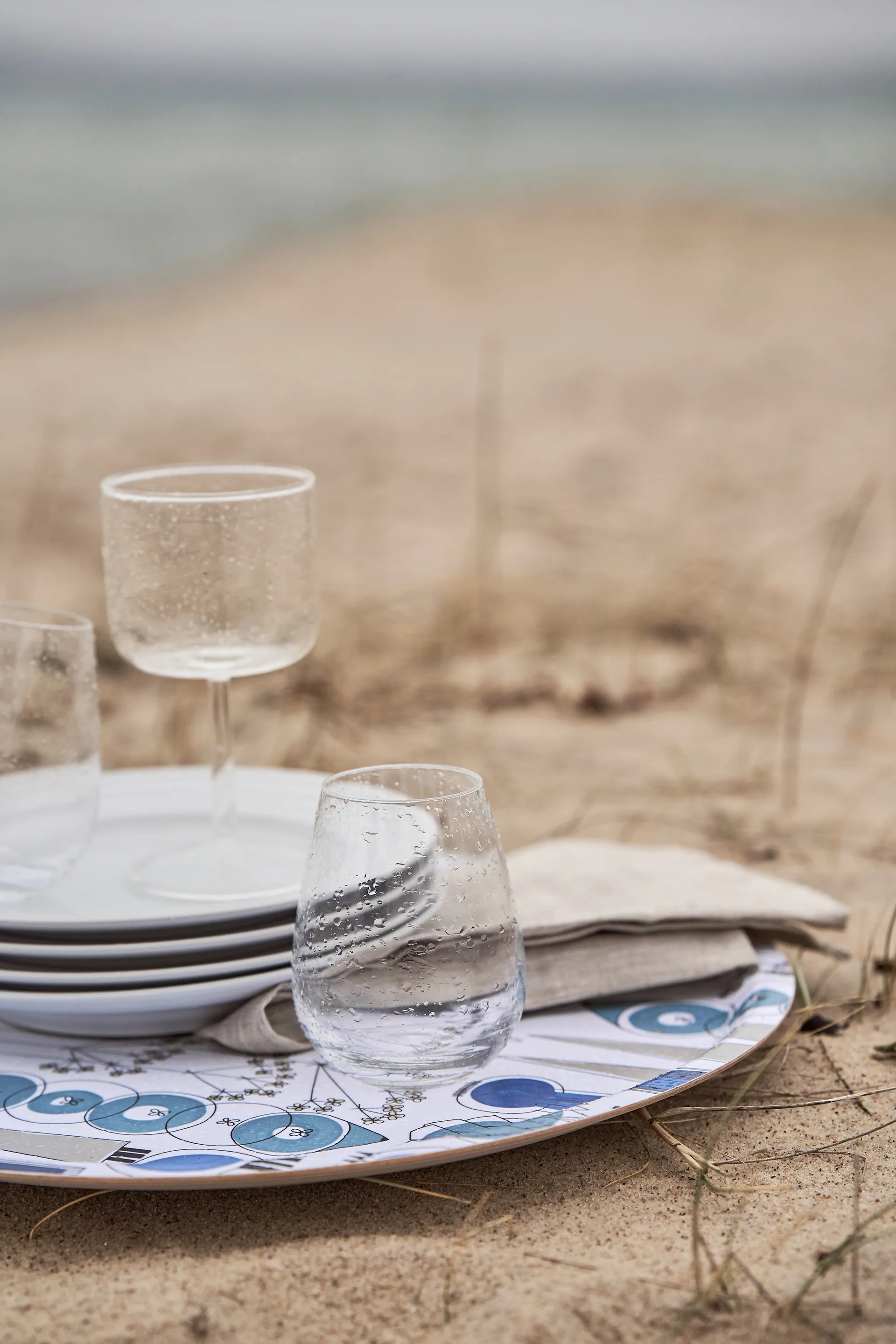 Picknick tray Ø38 cm, 蓝色-米色 Almedahls