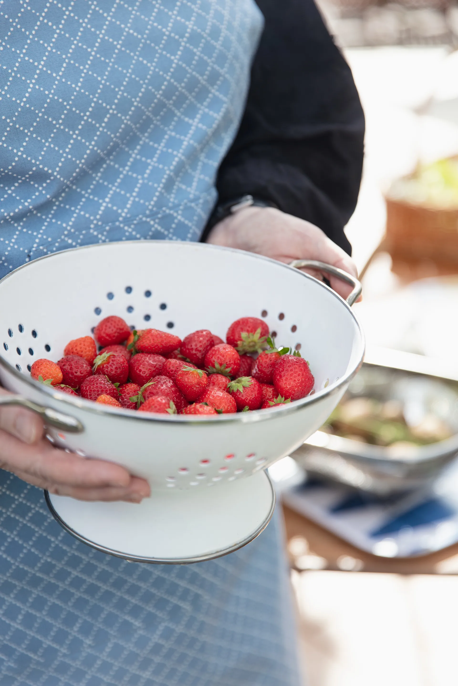 Polka dot 围裙, 蓝色 Almedahls