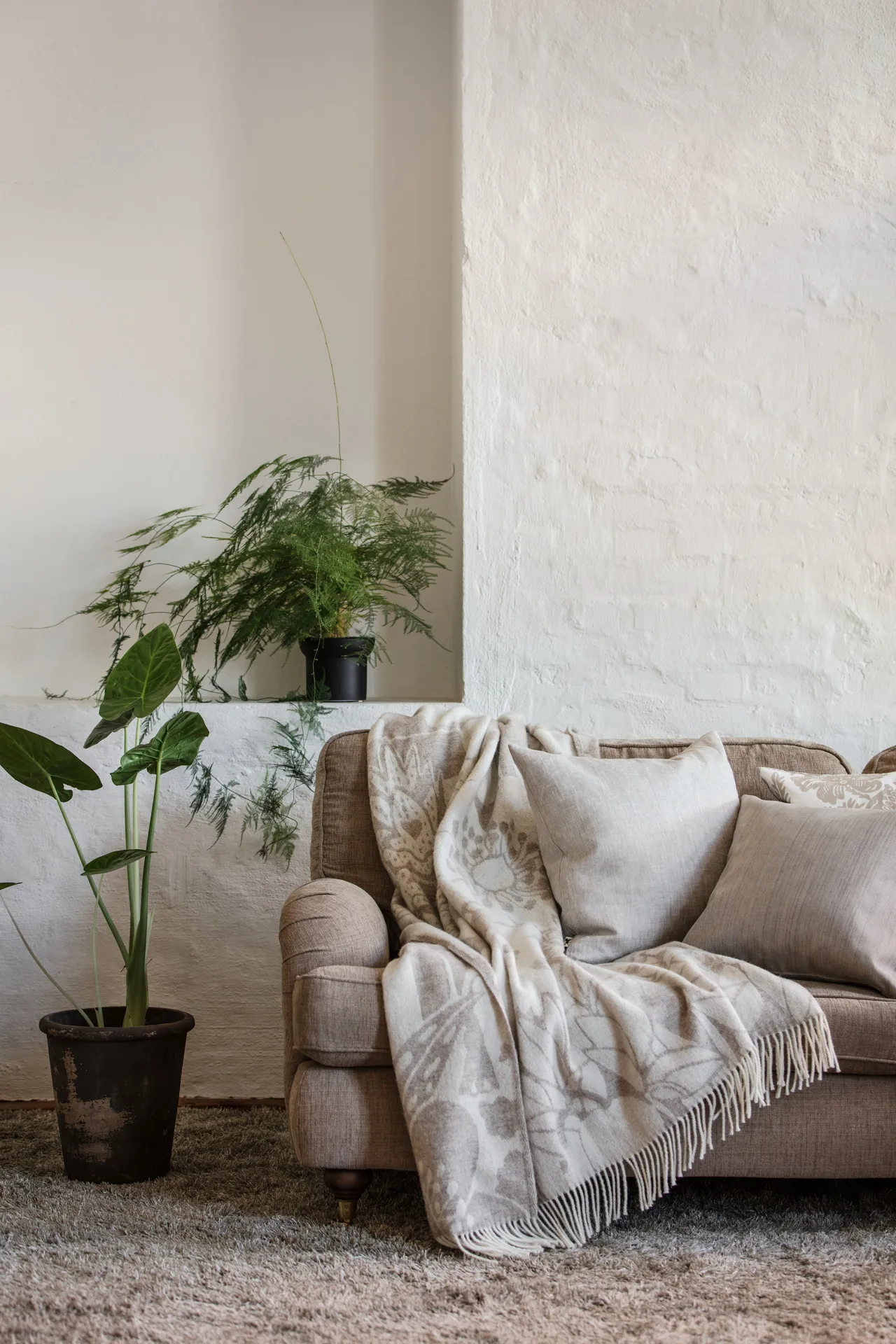 Skogen 毯子 130x170 cm, Beige-off white Almedahls