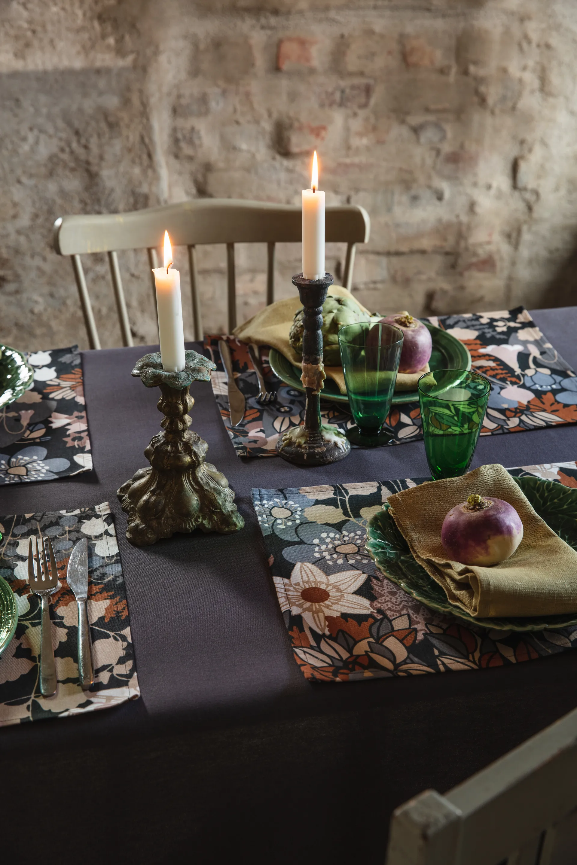 Skogen 餐垫 34x45 cm 两件套装, Blue-brown Almedahls