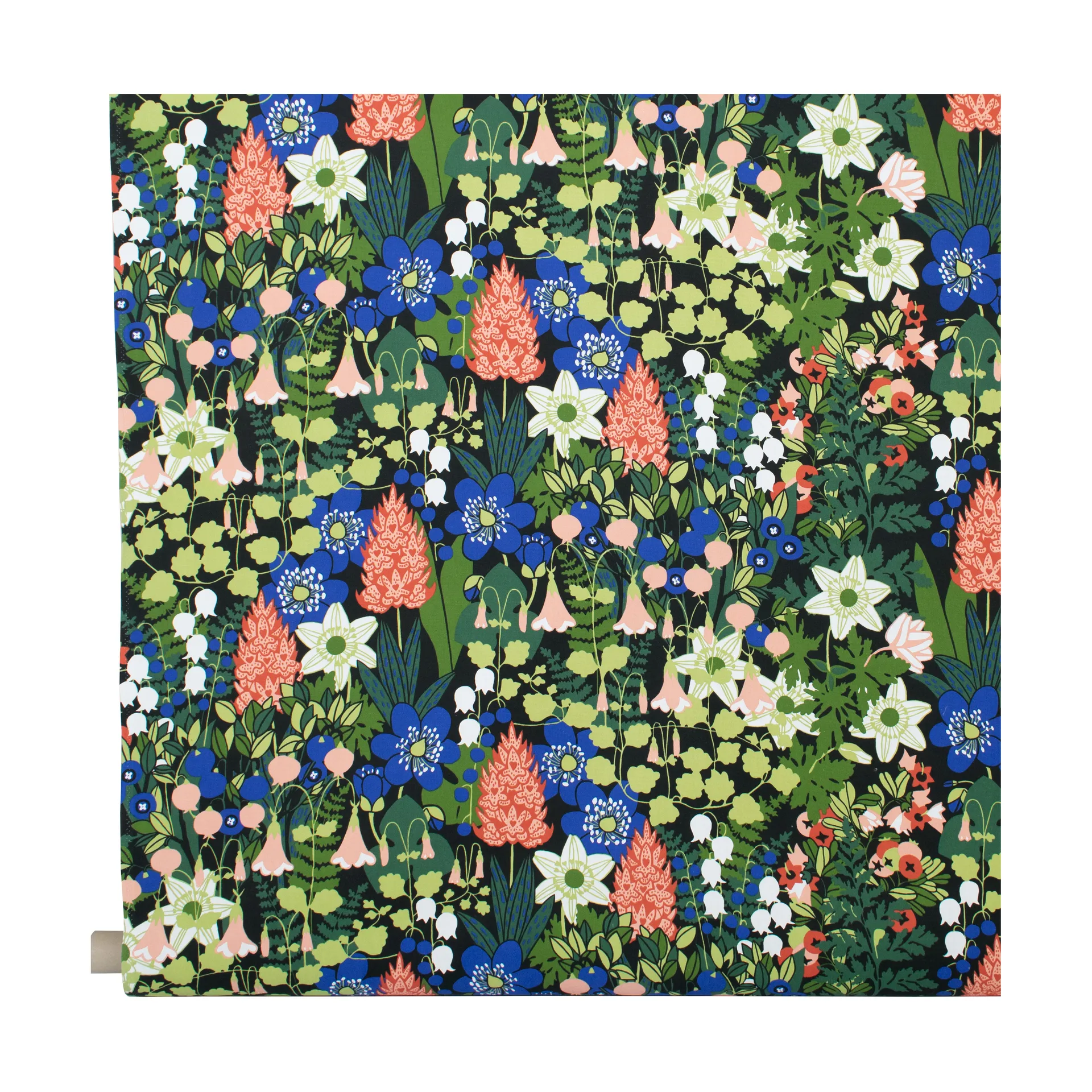 Skogen fabric, 黑色-绿色-粉色 Almedahls