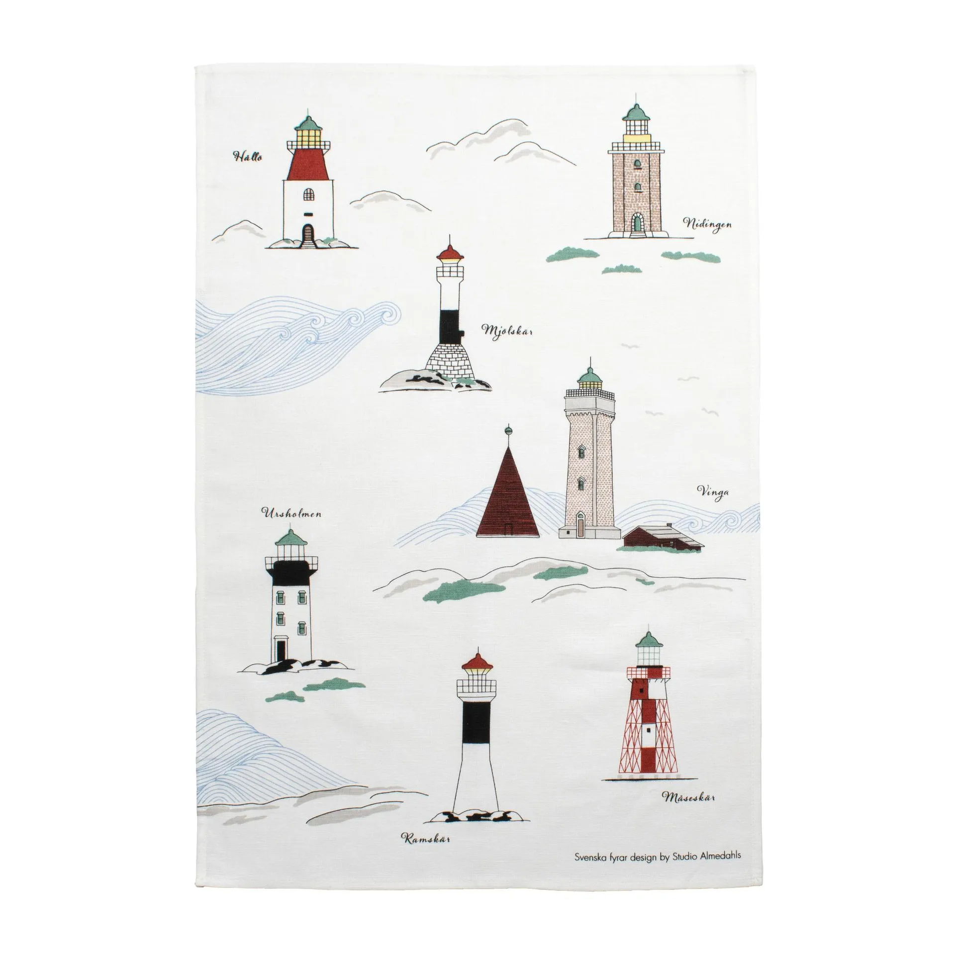 Swedish lighthouses 厨房巾 47x70 cm, White-multi Almedahls